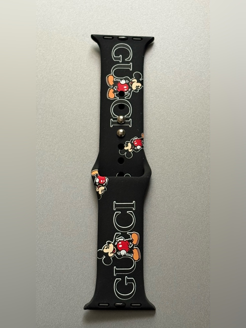 Disney designer Black Silicone Watch Band with Mickey Mouse Print
